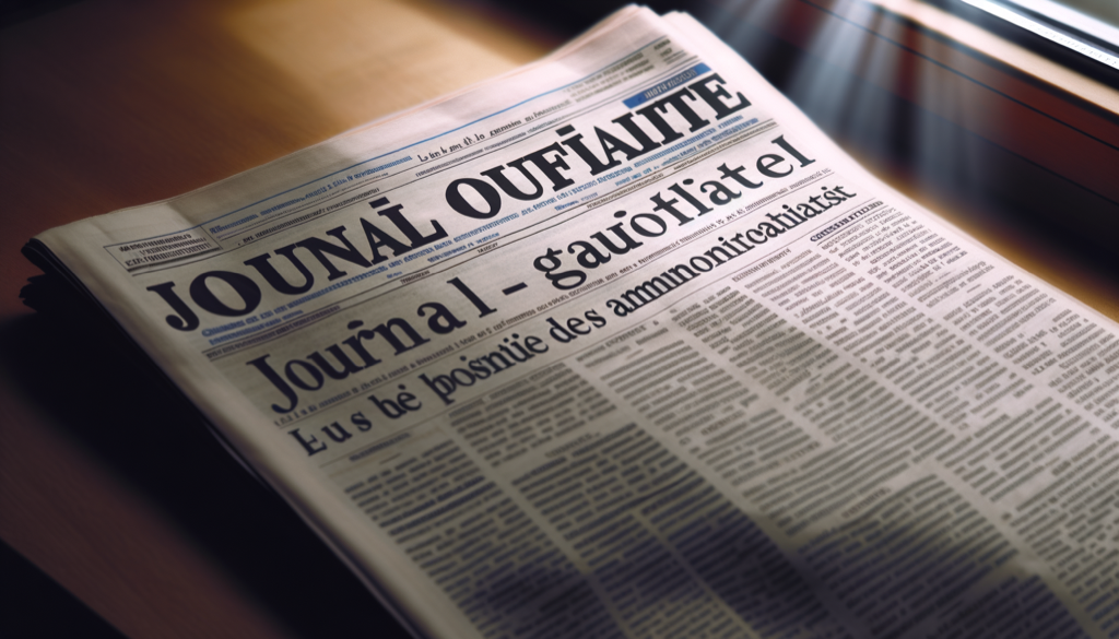 Publication au Journal Officiel